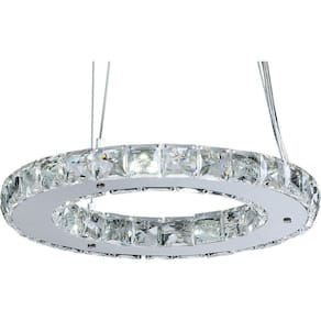 Pendente Lustre Fedra Redondo De Cristal Com Led 9W
