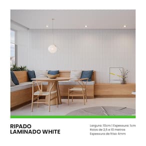 Painel Ripado Laminado Eva 10Cm Largura Cor White Linha