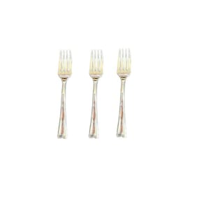 Kit Com 72 Mini Garfos Prata Luxo Descartável 10Cm Plástico