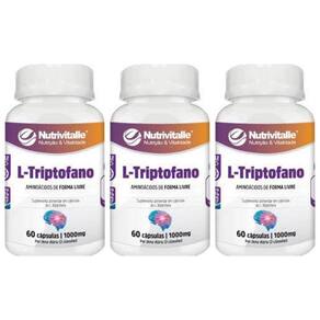 Kit 3 Un - L Triptofano 1000Mg 60 Capsulas Nutrivitalle
