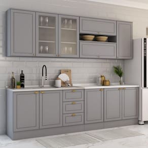 Cozinha Completa Dallas 11 Portas 3 Gavetas 100% Mdf Americana Cinza - Panorama Móveis