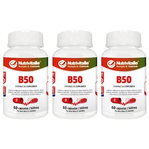 Kit 3 Un - B50 Vitaminas Do Complexo B 500Mg - Nutrivitalle