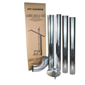 Kit Chaminé Em Aço Galvanizado Com 4 Canos Para Casa Fogão a Lenha Lareira - AMZ