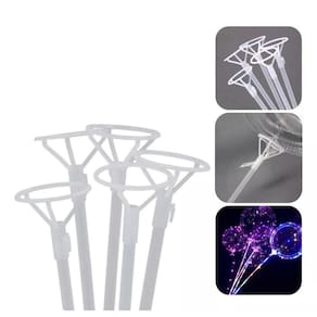 Kit 20 Varetas 50cm Pega Balão Transparente C/ Suporte Grossa
