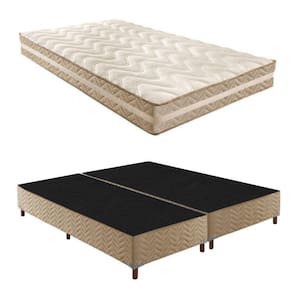 Box Queen Florença 42x158x198cmcom Colchão Queen Quality D33 Duoface 26x158x198cm Rustico Bege
