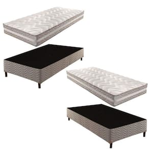 2 Bases Box Solteiro Galaxy 42x88x188cmcom Kit com 2 Colchões Solteiro Quality D33 Duoface 26x88x18 Rustico Prata
