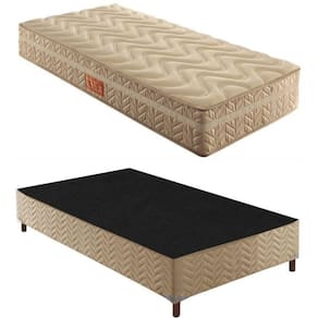 Box Solteiro Florença 42x88x188cmcom Colchão Solteiro Molas Ensacadas Júlia 28x88x188cm Rustico Bege