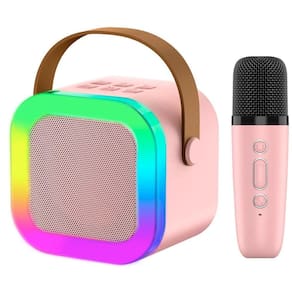 Caixinha De Som Bluetooth Led Com Microfone Karaokê Infantil
