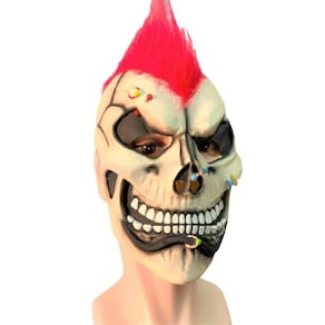Máscara Caveira Punk Com Pelos Esqueleto Gótico Fantasia