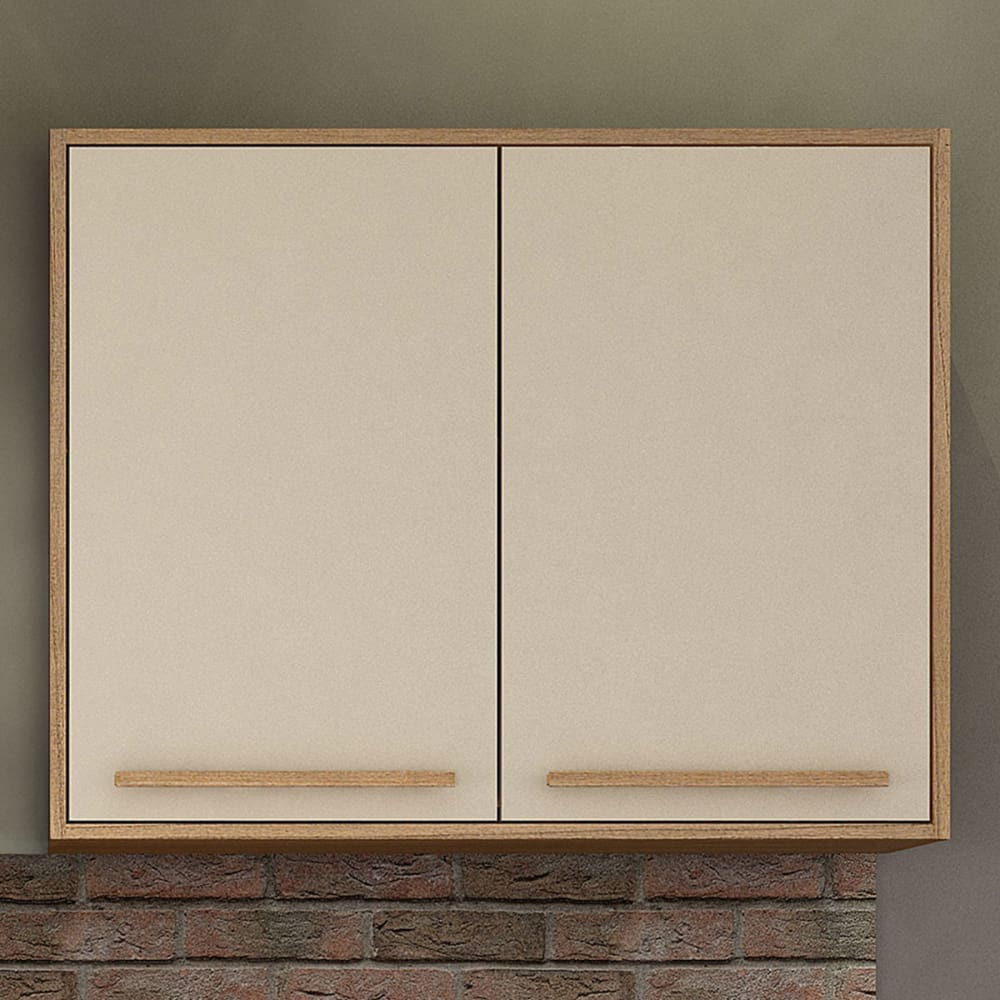 Armário Aéreo Cozinha 80 Cm Salvador 2 Portas Cinamomo/Off White - Valdemóveis