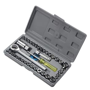 Kit Soquetes 40 Pçs Com Chave Catraca Reversível 1/4+ Maleta
