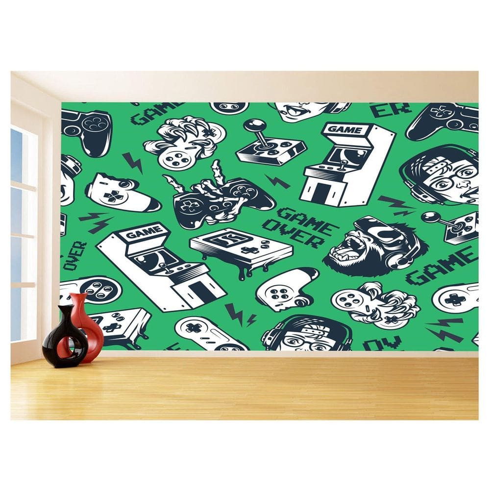 Papel De Parede 3D Infantil Controle Game Jogo 3,5M Azs341