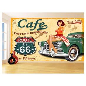 Papel De Parede 3D Carro Antigo Hot Rod Pin Up 3,5M Cxr83