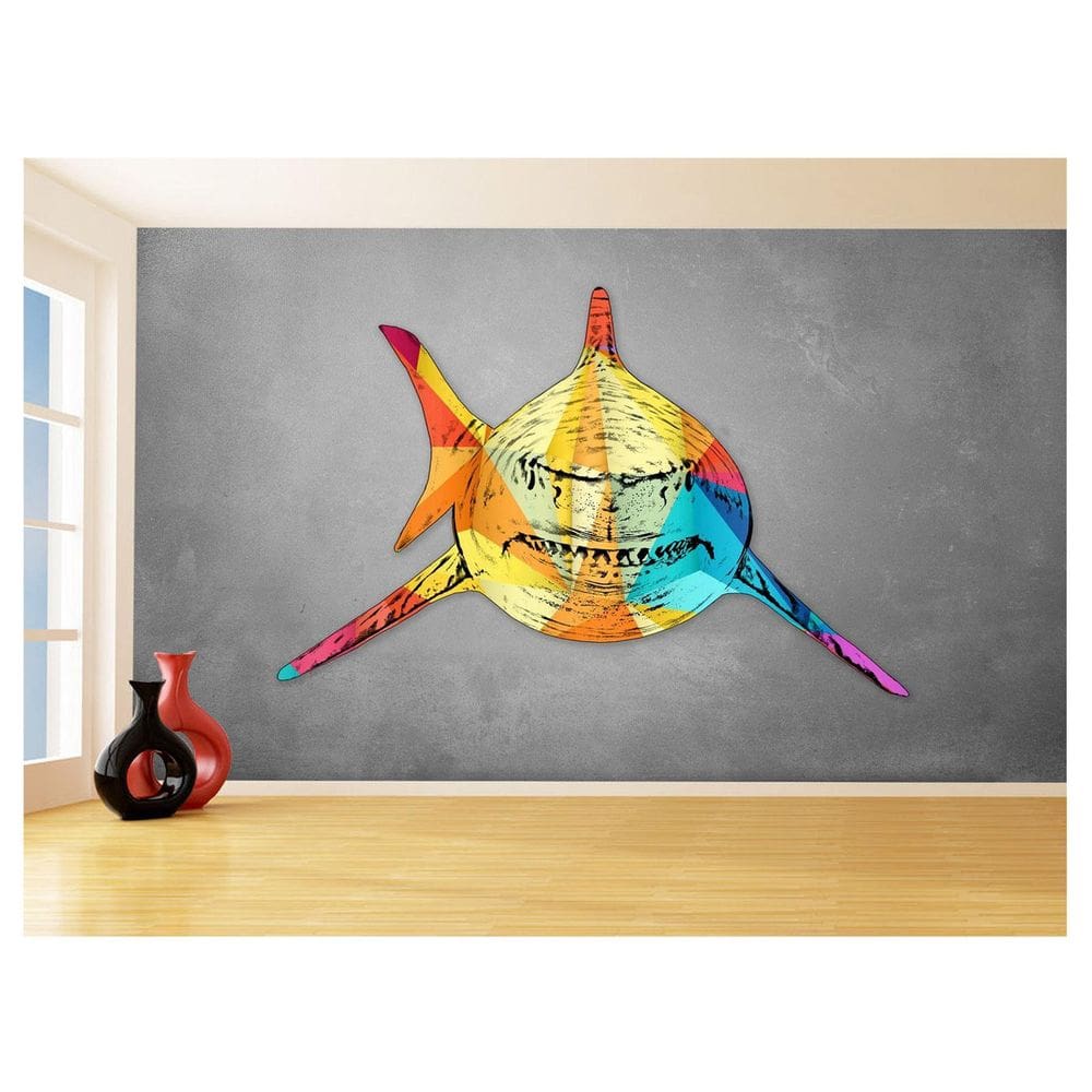 Papel De Parede Animais Pop Art Tubarão Cores 3,5M Pxa562