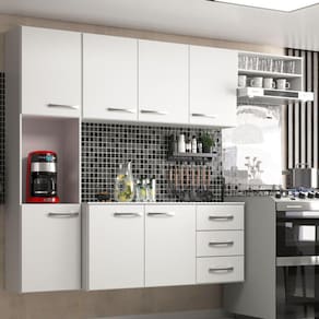 Cozinha Compacta Veneza c/ Armário Balcão 7 Portas 3 Gavetas