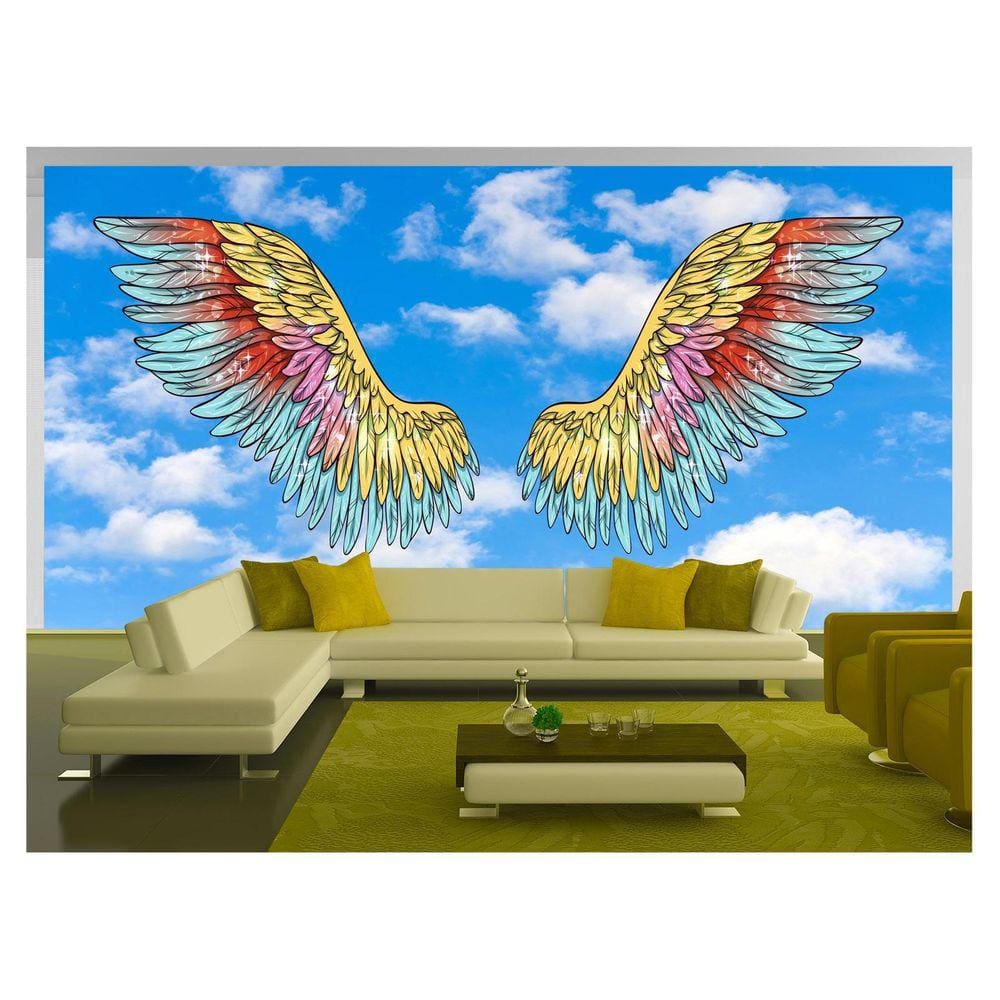 Papel De Parede 3D Arte Asas Selfie Insta Cores 3,5M Tra336