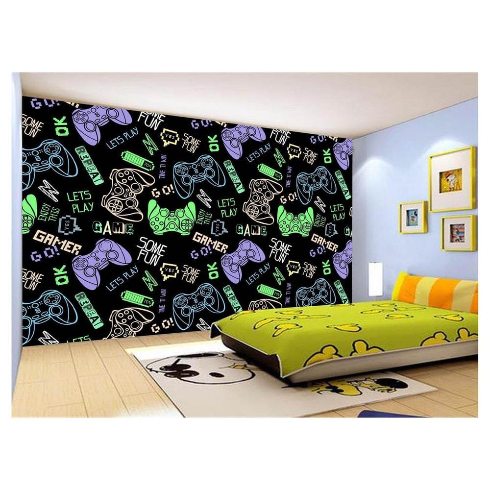 Papel De Parede 3D Infantil Controle Game Jogo 3,5M Azs282