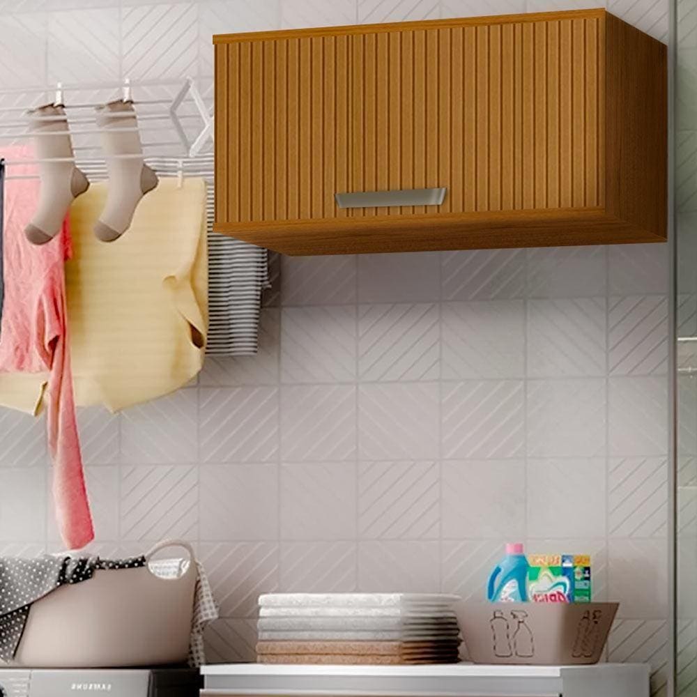 Armário De Parede 80cm Freijó Ripado Kwak Shop Jm - Marrom