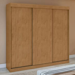 Guarda-Roupa Casal Saion Plus 3 Portas 3 Gavetas Flex Amêndoa Clean/Off White - Móveis Lopas