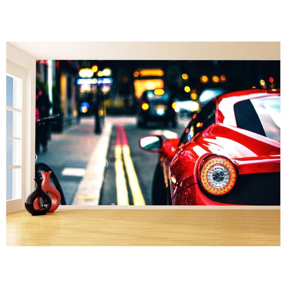 Papel De Parede Carro Ferrari Vermelha Garage 3,5M Car153