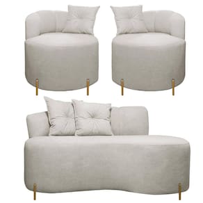 Sofá Namoradeira 2 Lugares Grecia Conceito Orgânico 145cm Bouclê Bege SOFA STORE
