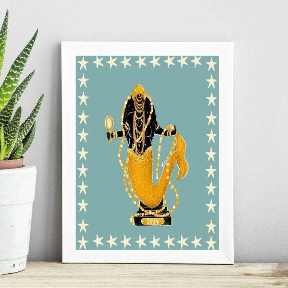 Quadro Candomblé Oxum - Estrelinhas 33X24Cm - Com Vidro