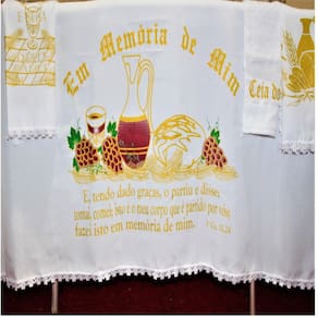 Kit 4 Peças De Toalhas De Decoração Para Santa Ceia Branca