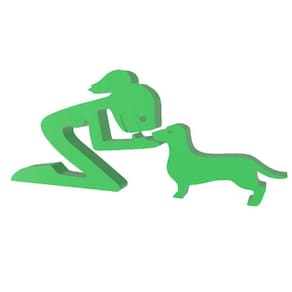 Menina E Salsicha Cachorro Pet Decoração 3D