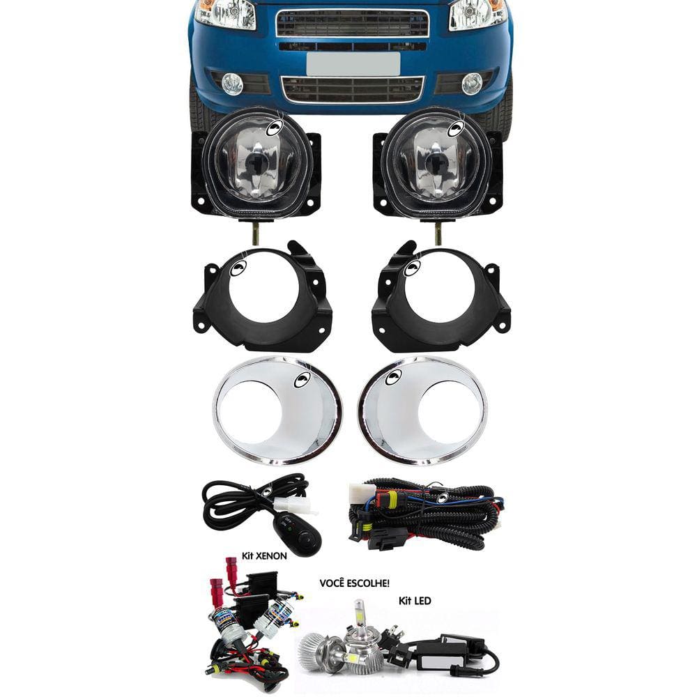 Kit Farol de Milha Neblina Palio Siena EL 2009 2010 2011 Botão Alternativo + Kit Xenon 6000K / 8000K ou Kit Lâmpada Super LED 6000K