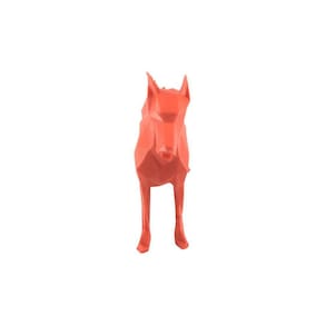 Doberman Em Pé Low Poly Cachorro Pet Decoração 3D Vermelho