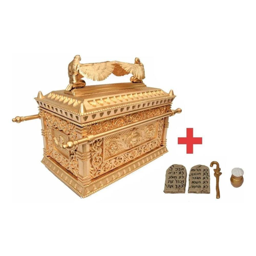 Arca Da Aliança Plástica Dourada Grande 30Cm + Utensílios