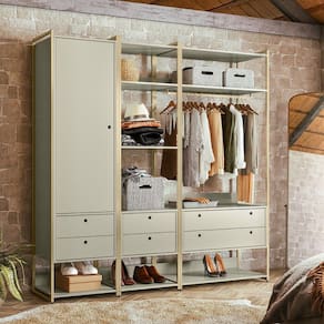Closet Industrial Olivar 1 Porta 6 Gavetas Off White - Olivar Móveis