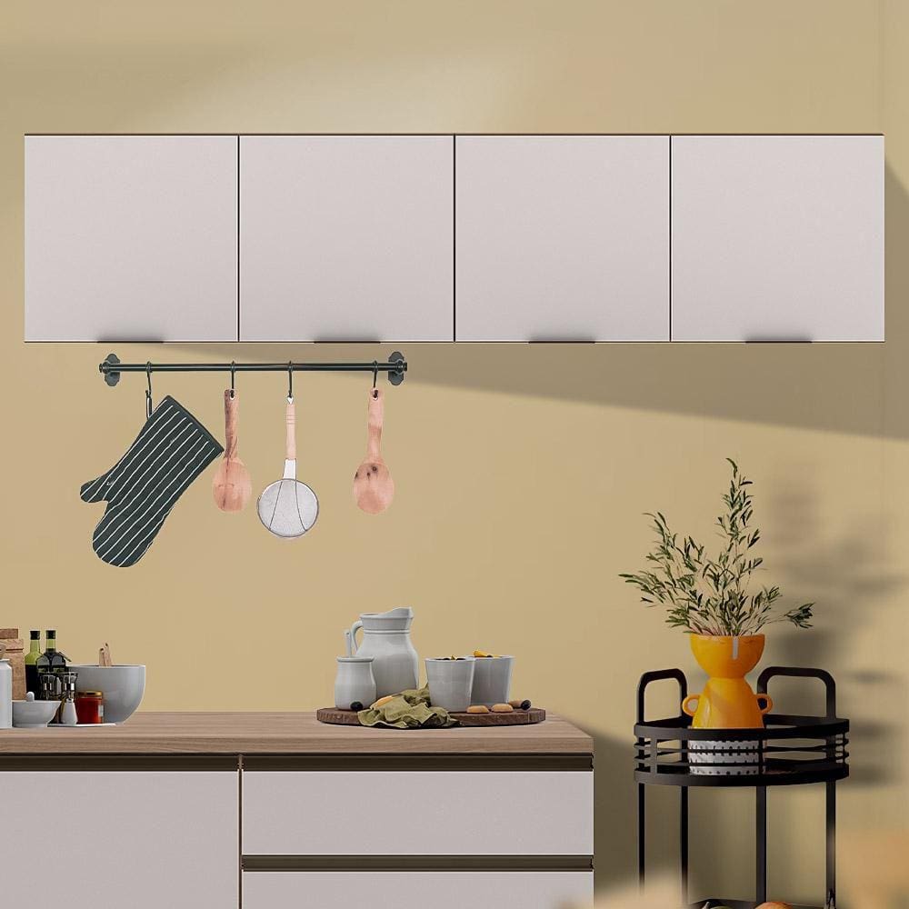 Armário Suspenso Para Cozinha 4 Portas Carvalho Oak Off White Cora Shop Jm - Marrom