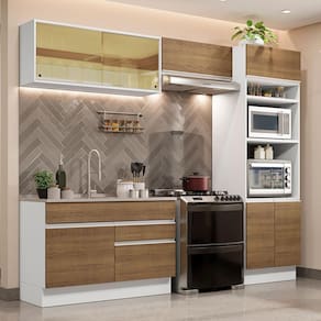Cozinha Completa 270012 Com Armário E Balcão Branco/Rustic