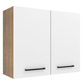 Armário Aéreo 80 Cm 2 Portas Rustic/branco Rustic/branco