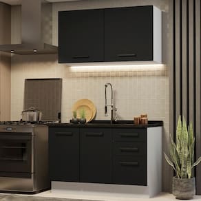 Cozinha Compacta 120001 Com Armário E Balcão Branco/Preto