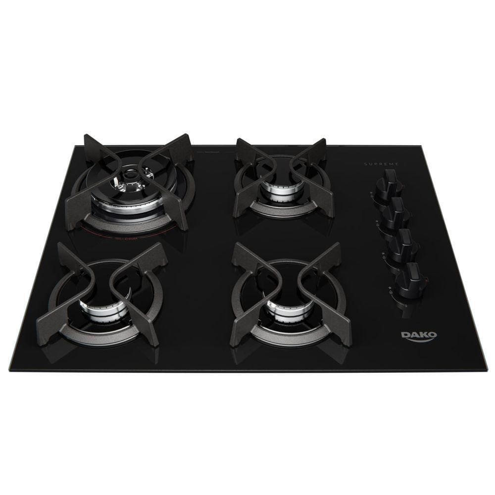 Cooktop 4B Preto Com Mesa De Vidro Tripla Chama Dako Bivolt