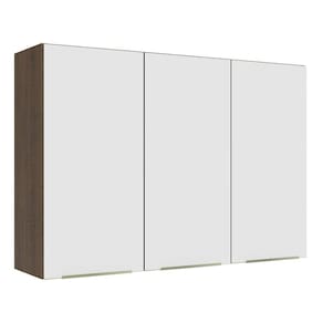 Armário Aéreo 120 Cm 3 Portas Rustic/branco Veludo Lux Madesa Rustic/branco Veludo