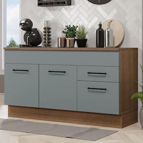 Balcão Gabinete De Pia Madesa Agata 150 Cm 2 Gavetas 2 Portas (com Tampo) - Rustic/cinza Rustic/cinza