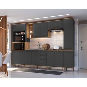 Cozinha Modulada Isabelle 6 Peças com Torre Quente Para2fornos Freijó/Grafite
