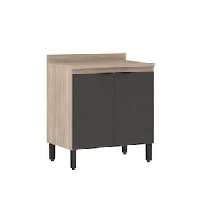 Gabinete Armário de Cozinha Firenze 80cm Avena/Grafito C/ Tampo - Demobile