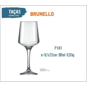 06 Taças Brunello 390Ml - Vinho Tinto Rosé Branco Água