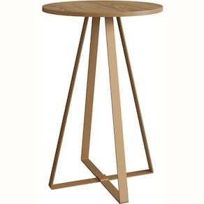 Mesa Lateral Redonda Artesano 65 cm (altura) em MDP Hanover Estrutura Metálica em Aço Dourado