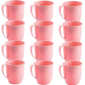 Caneca Infantil de plástico com alça 300ml rosa 12 unidades Plasutil ref.2207