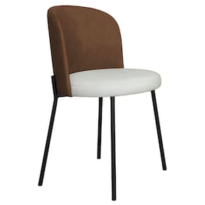 Cadeira Decorativa Elegance Base Preta Courino Caramelo /Bege - Montanaris Decor