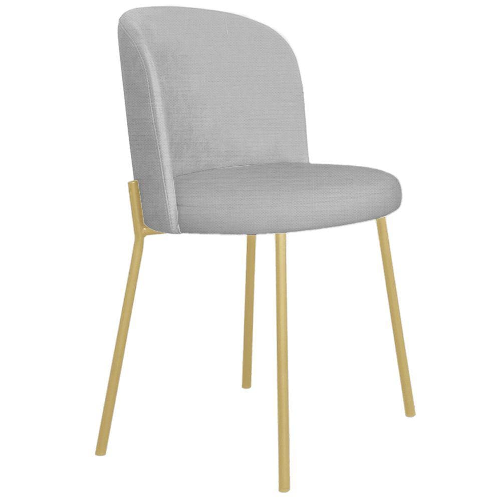 Cadeira Decorativa Elegance Base Champanhe Linho Cinza - Montanaris Decor