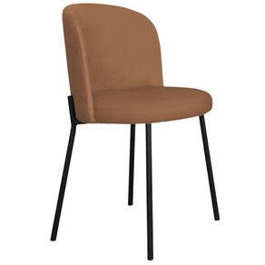 Cadeira Decorativa Elegance Base Preta Linho Avelã - Montanaris Decor