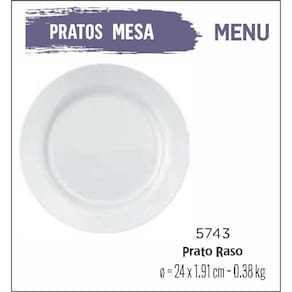 Jogo De Prato Menu 04 Pratos Rasos - 24Cm Vidro Branco