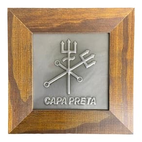 Quadro Orixá Exú Capa Preta Madeira Imbuia 14,5x14,5cm