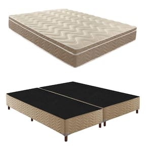 Box Queen Florença 42x158x198cmcom Colchão Queen Unique Anatômico D28 25x158x198cm Rustico Bege